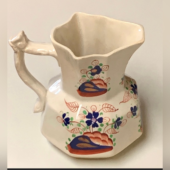 Tree Trunk Handle Gaudy Welsh Forget Me Not Pattern Mason Style Jug Pitcher - Picture 4 of 11